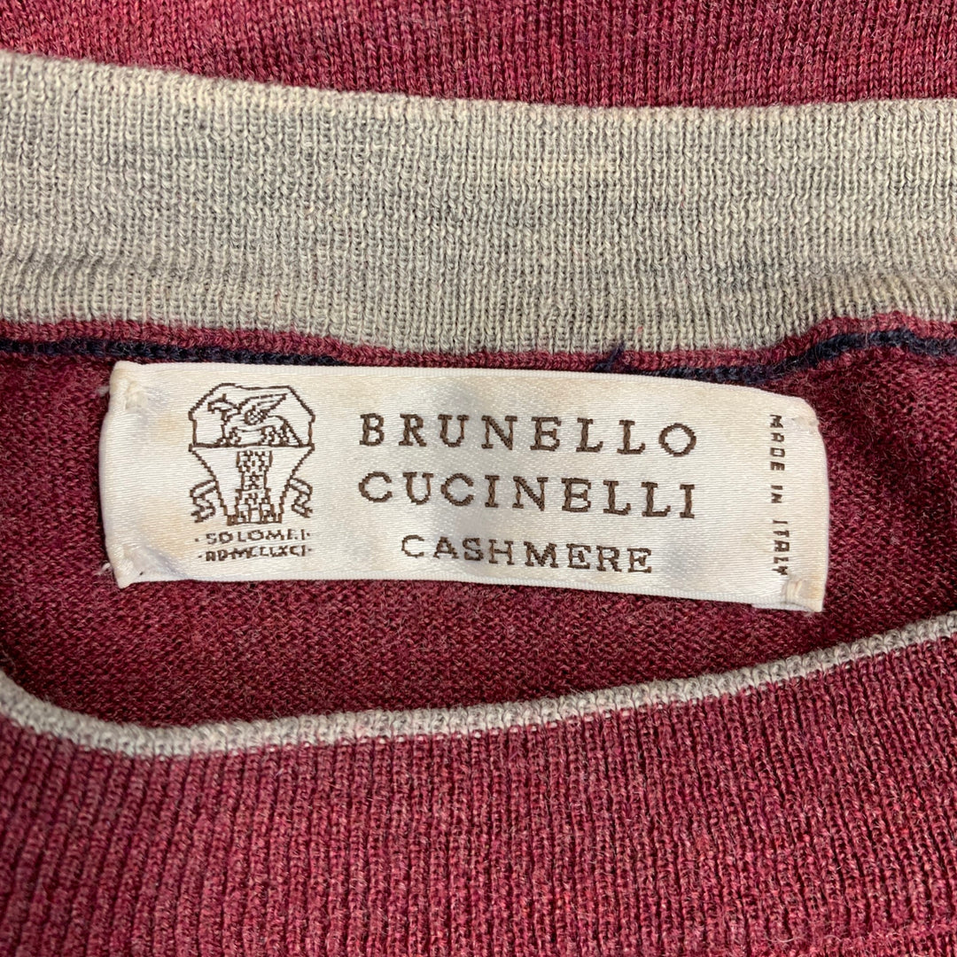 BRUNELLO CUCINELLI Talla M Jersey de cuello redondo de cachemir de lana burdeos