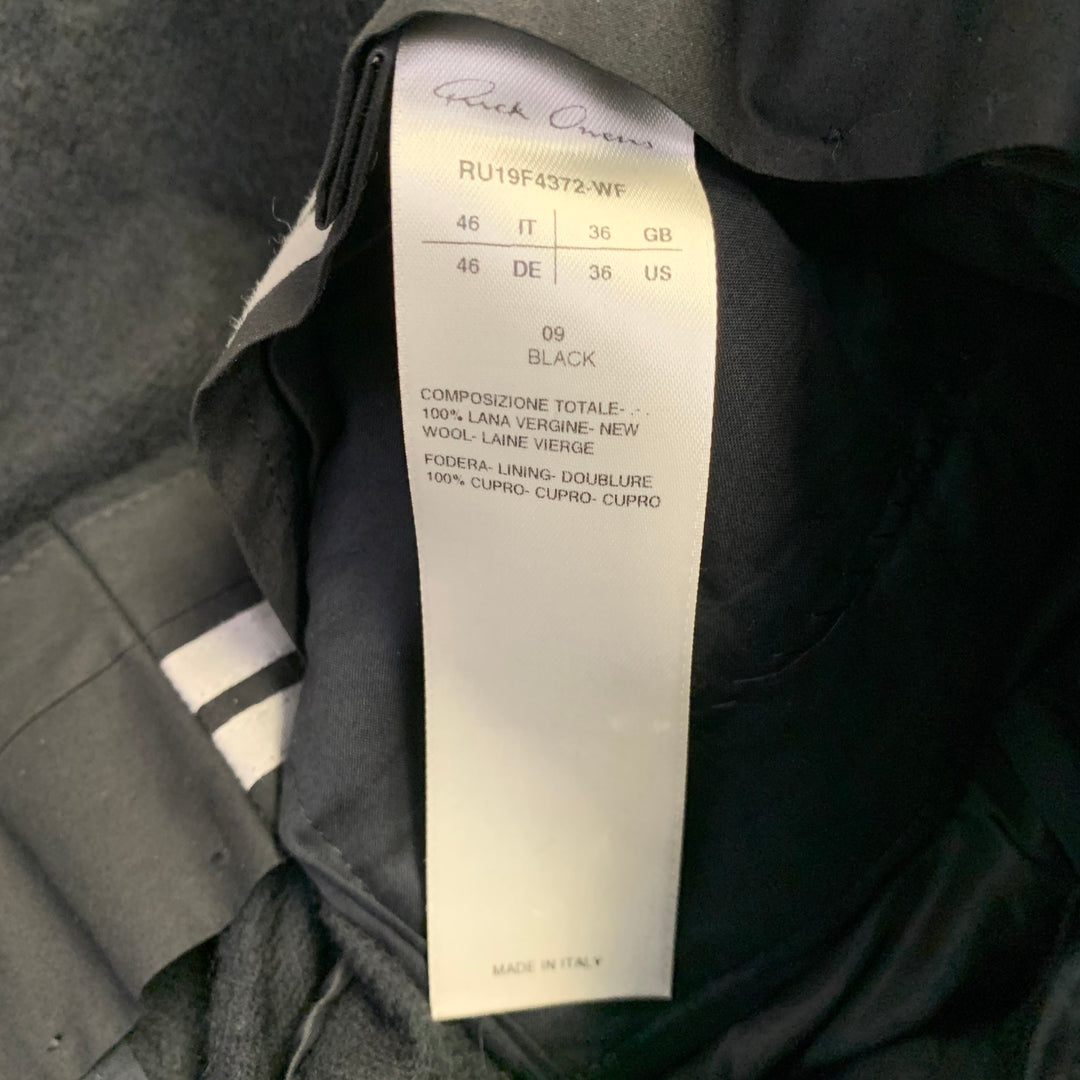 RICK OWENS Size 36 Black Wool Twill Drop Crotch Tapered Casual Pants