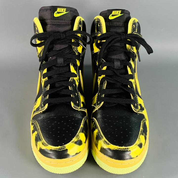 NIKE Size 11 Dunk High 1985 Black Yellow Print Leather High Top Sneakers