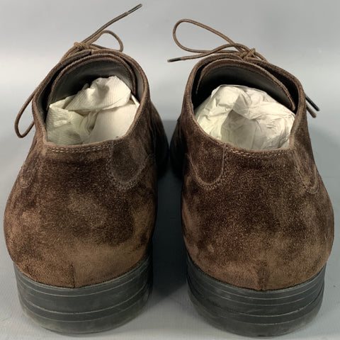 ERMENEGILDO ZEGNA Size 9.5 Brown Solid Suede Derby Lace Up Shoes