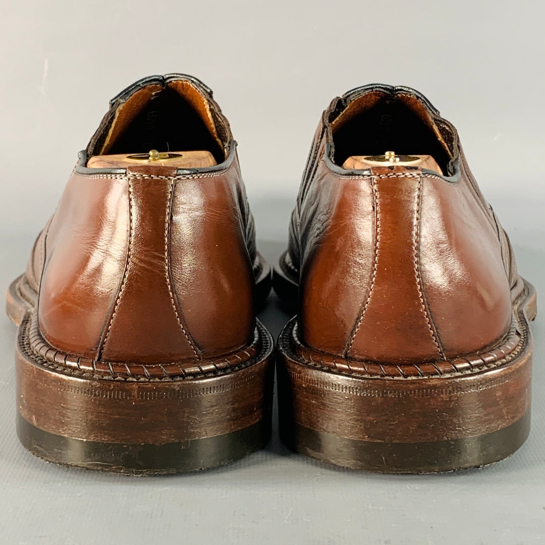 A. TESTONI Size 12 Brown Leather Perforated Wingtip Loafers