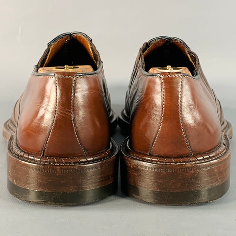 A. TESTONI Size 12 Brown Leather Perforated Wingtip Loafers Shoes