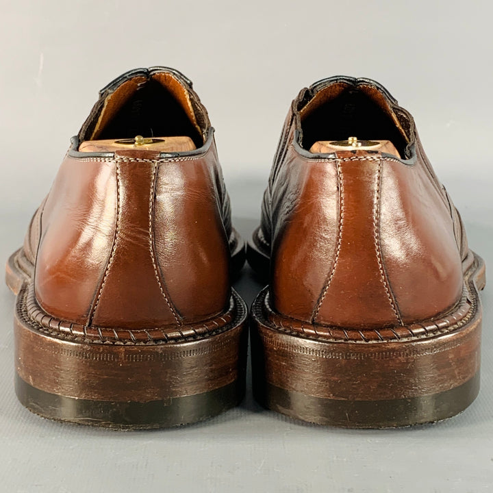 A. TESTONI Size 12 Brown Leather Perforated Wingtip Loafers