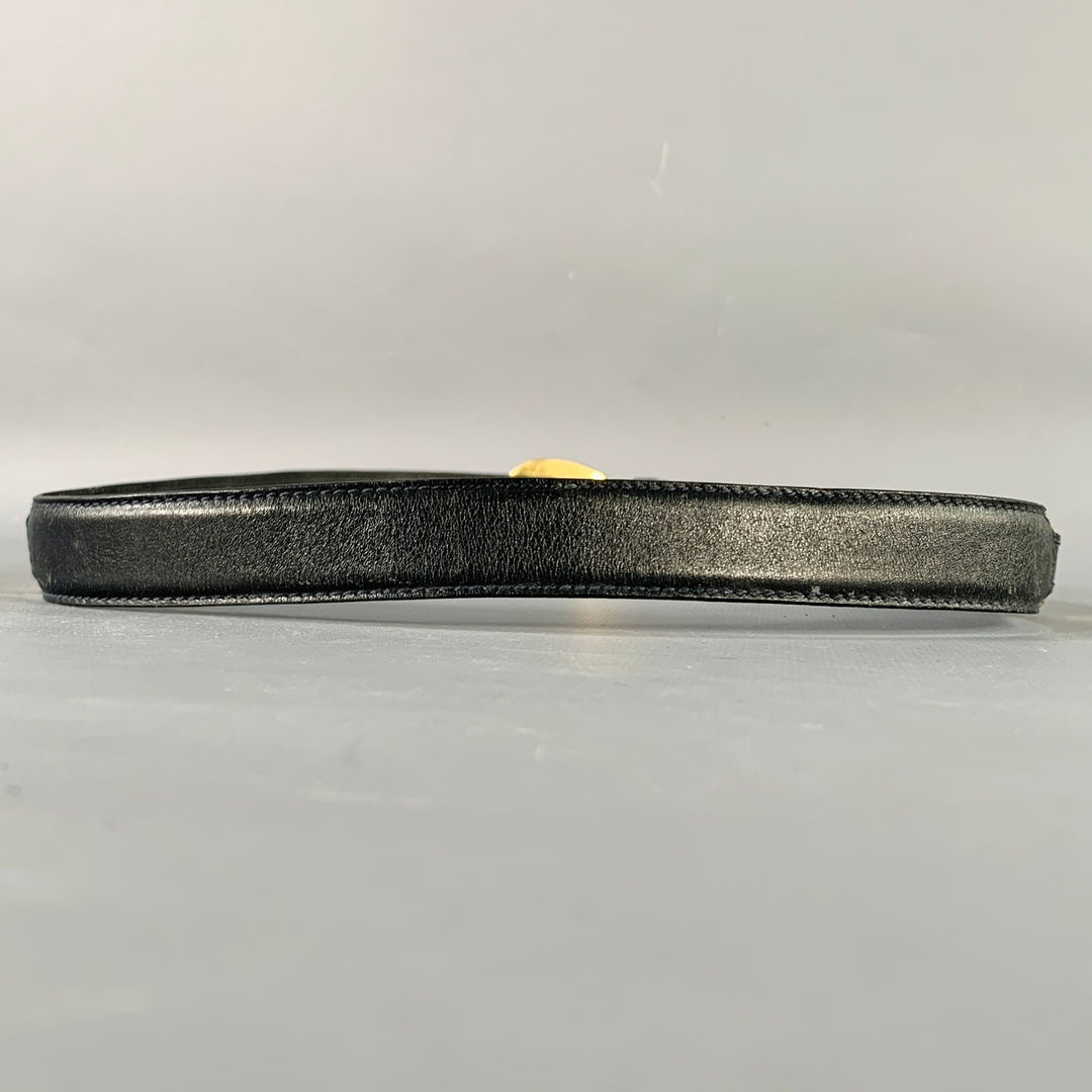 SALVATORE FERRAGAMO Size 29 Black Gold Logo Leather Belt