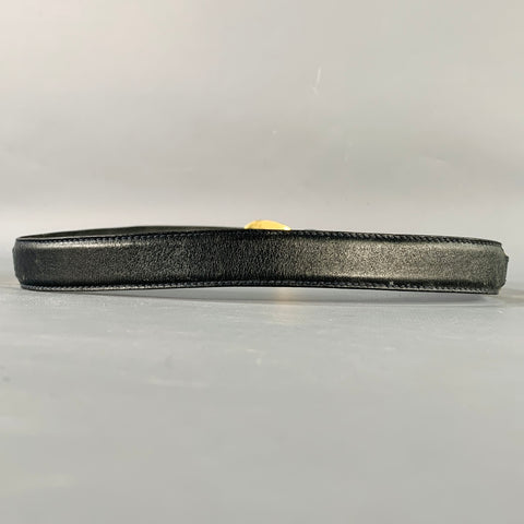 SALVATORE FERRAGAMO Size 29 Black Gold Logo Leather Belt