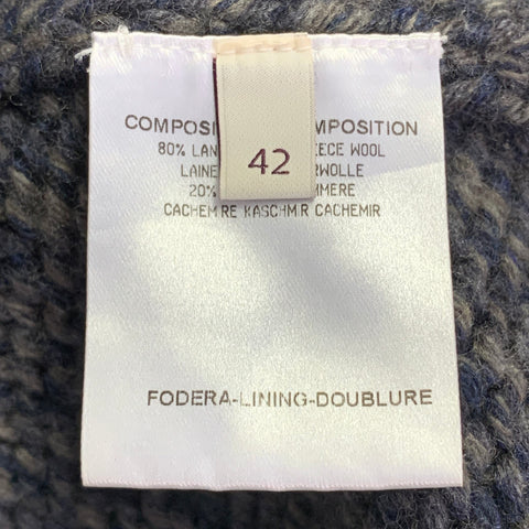 STELLA McCARTNEY Size L Grey Navy Wool Cashmere Melange Knit Coat