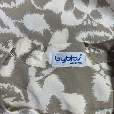 BYBLOS Size 46 Tan Cream Floral One Pocket Short Sleeve Shirt
