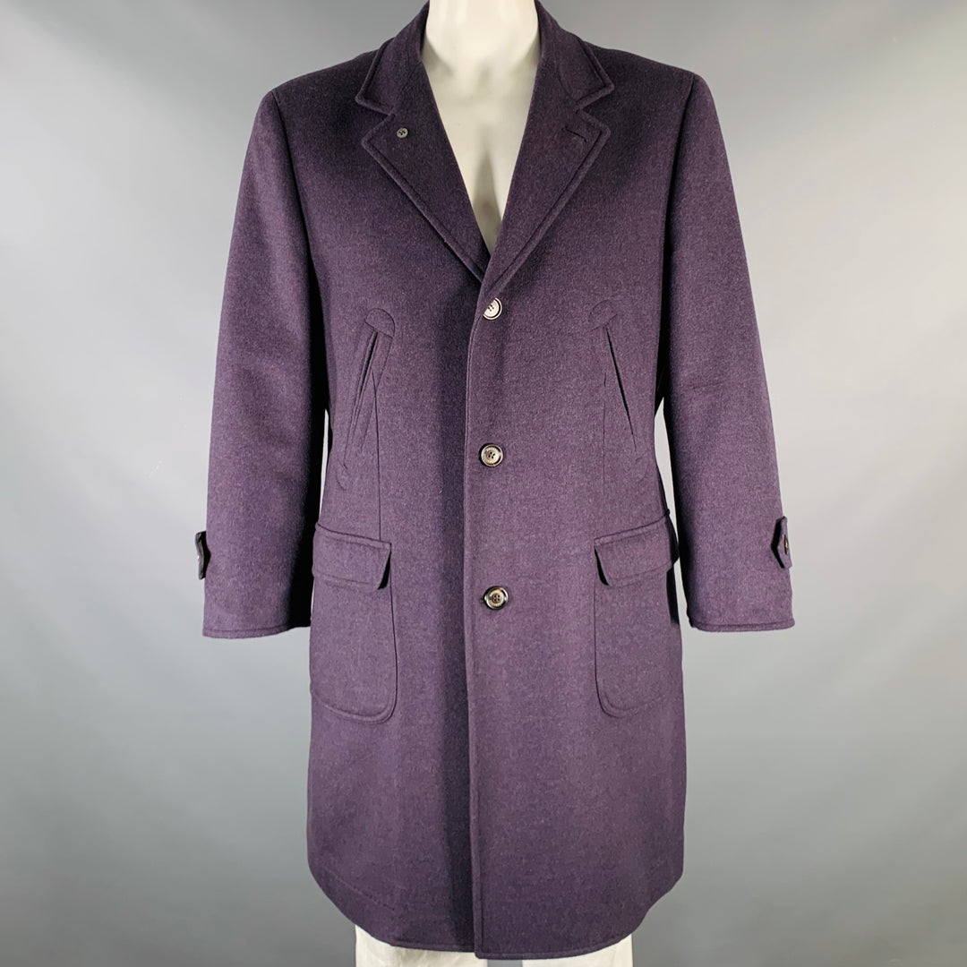 BRUNELLO CUCINELLI Size 48 Purple Wool Cashmere Coat