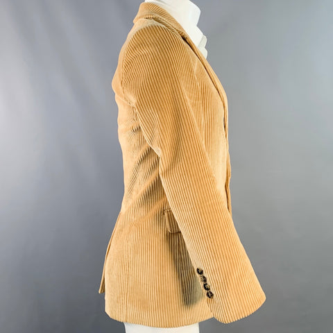 PACO RABANNE Veste de Sport en Coton Velours Côtelé Marron Clair à Revers Pointus Taille 34