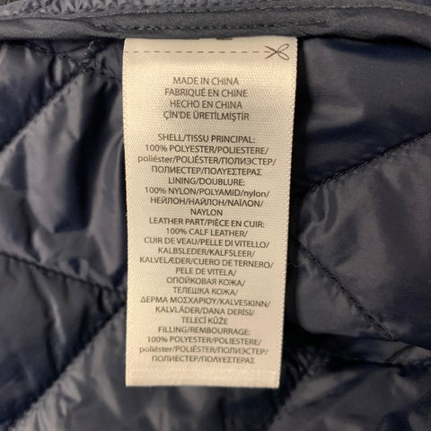 RALPH LAUREN Size M Navy Quilted Polyester Notch Lapel Jacket