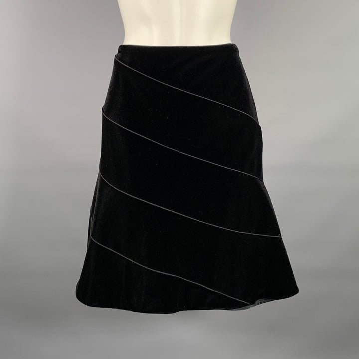 GIORGIO ARMANI Size M Black Velvet A-Line Knee-Length Skirt