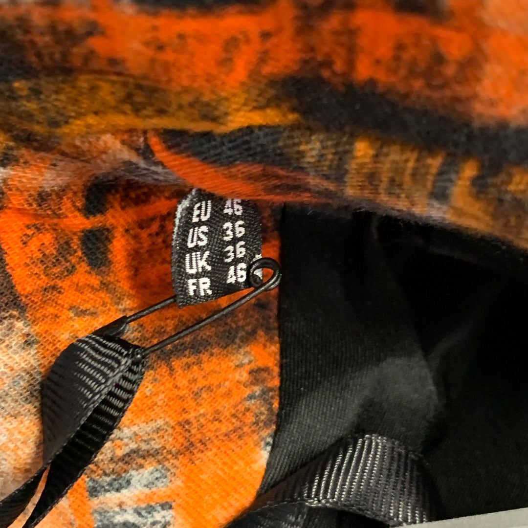 MARCELL VON BERLIN Size 36 Orange Black White Abstract Print Cotton Slim Fit Sport Coat