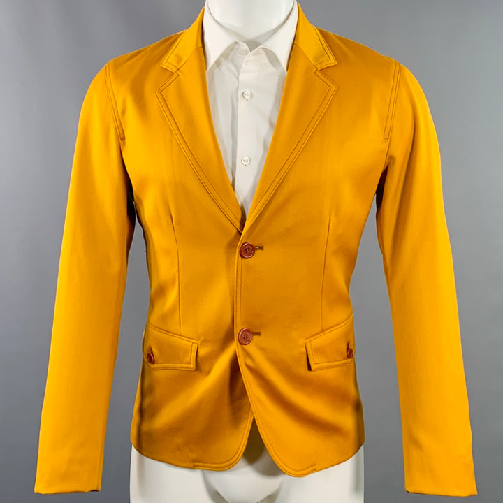 SIES MARJAN Size 36 Mustard Yellow Twill Virgin Wool Contrast Stitch Sport Coat