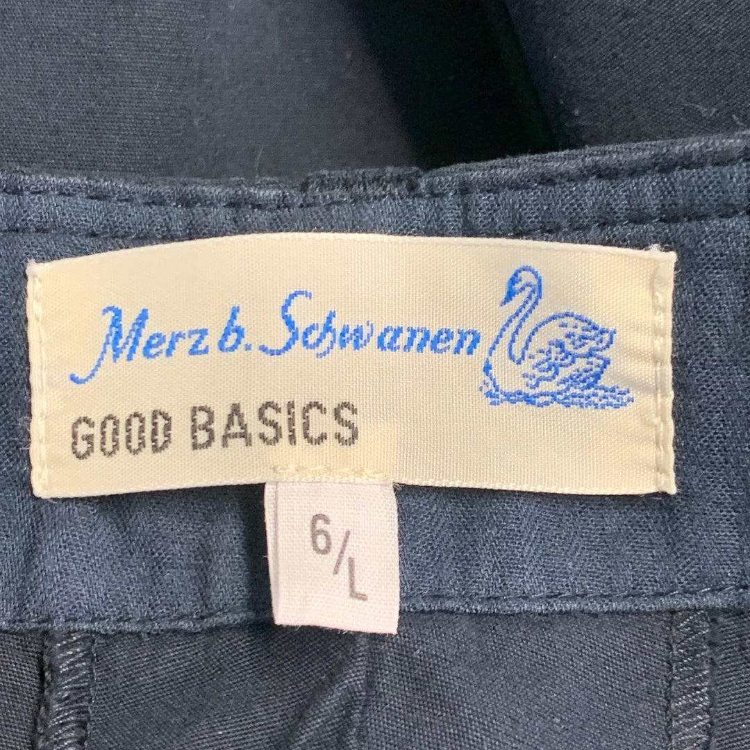 MERZ B. SCHWANEN Size L Navy Cotton Pleated Casual Pants