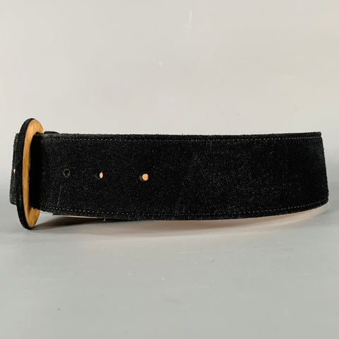 GIORGIO ARMANI Black Suede Covered Buckle Belt