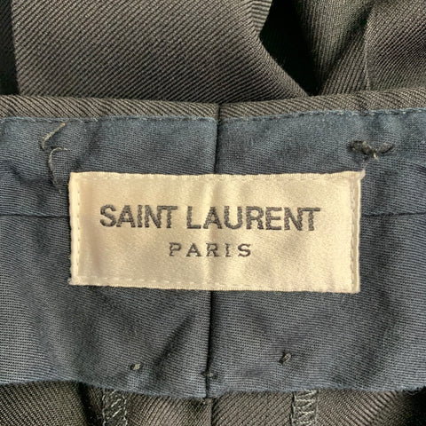 SAINT LAURENT Size 28 Black Wool Pleated Slim Tapered Dress Pants