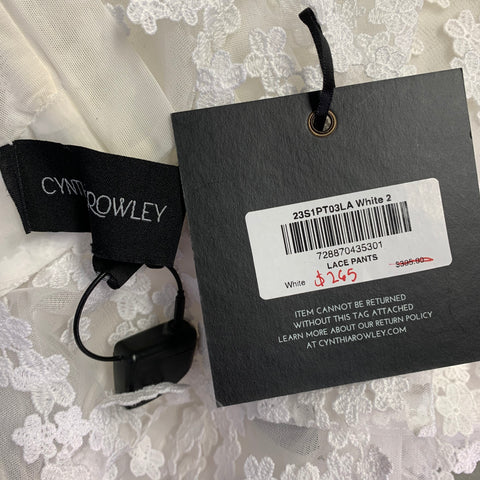 CYNTHIA ROWLEY Pantalon Large en Dentelle de Polyester Blanc Taille 2