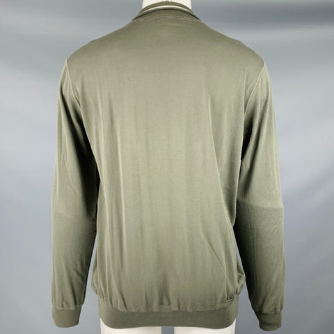 LORO PIANA Size M Olive Green Knit Cotton Zip Up Jacket
