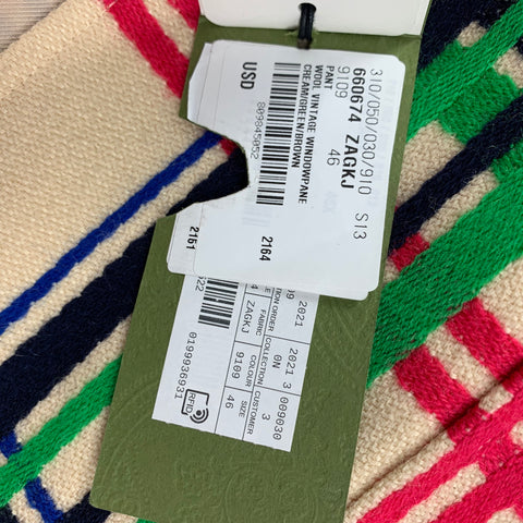 GUCCI FW 21 Size 36 Cream Multi Color Plaid Wool Cotton Notch Lapel Suit