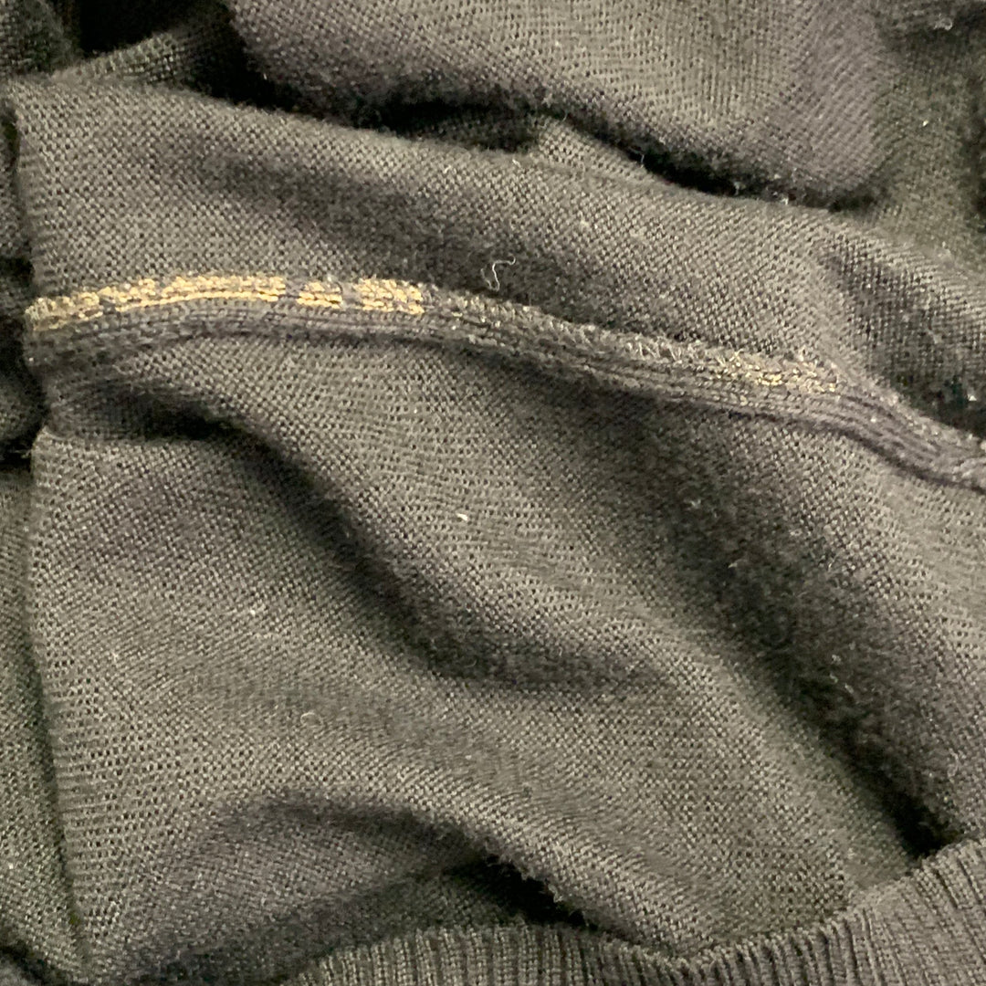 VERSACE JEANS Size L Black Gold Tiger Cotton Print Studded Crew Neck Sweater