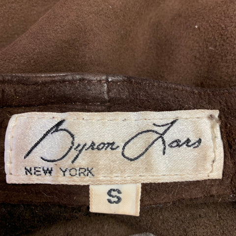 BYRON LARS Size S Brown Leather Two Tone Button Up Jacket Blazer