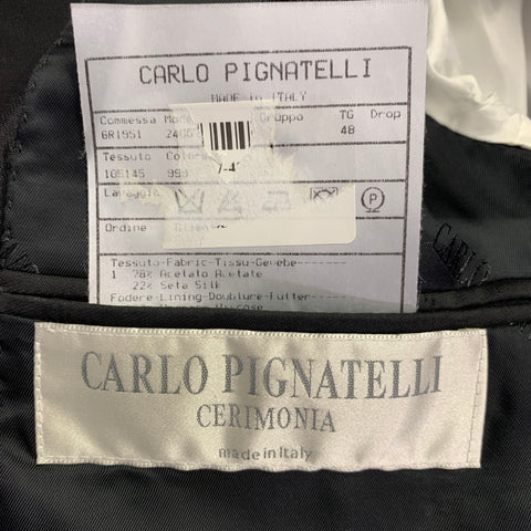 CARLO PIGNATELLI Size 38 Long Black Textured Acetate Silk Sport Coat