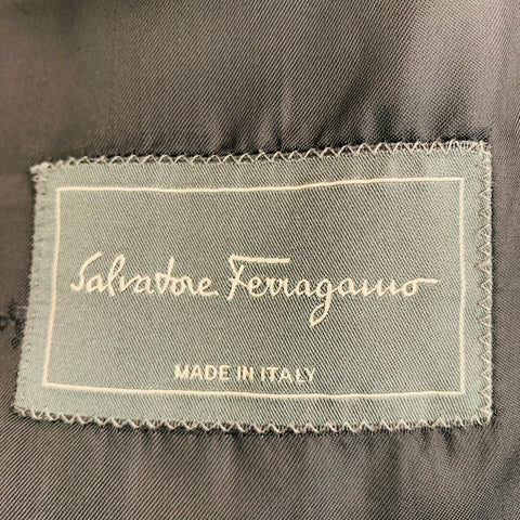 SALVATORE FERRAGAMO Size 40 Black Nailhead Cotton Velvet Sport Coat