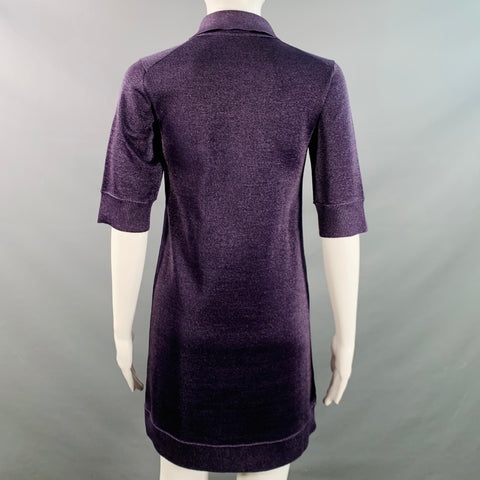 LOUIS VUITTON Size XS Metallic Purple Polyester Merino Wool Mini Polo Dress