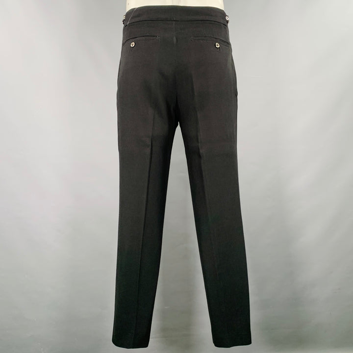 MATSUDA Size 34 Black Cotton Blend Flat Front Dress Pants