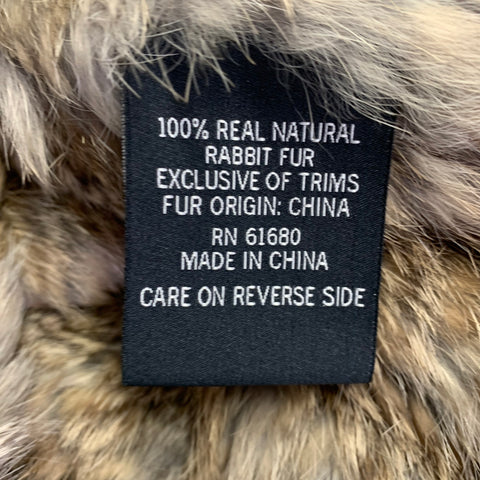 525 AMERICA Size XS Brown Open Front Rabbit Fur Vest