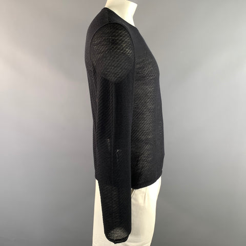 GUCCI Size L Black Diagonal Stripe Wool Blend Sheer Pullover