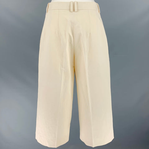 THE ROW Size 0 Cream Cotton Linen Pleated Dress Pants