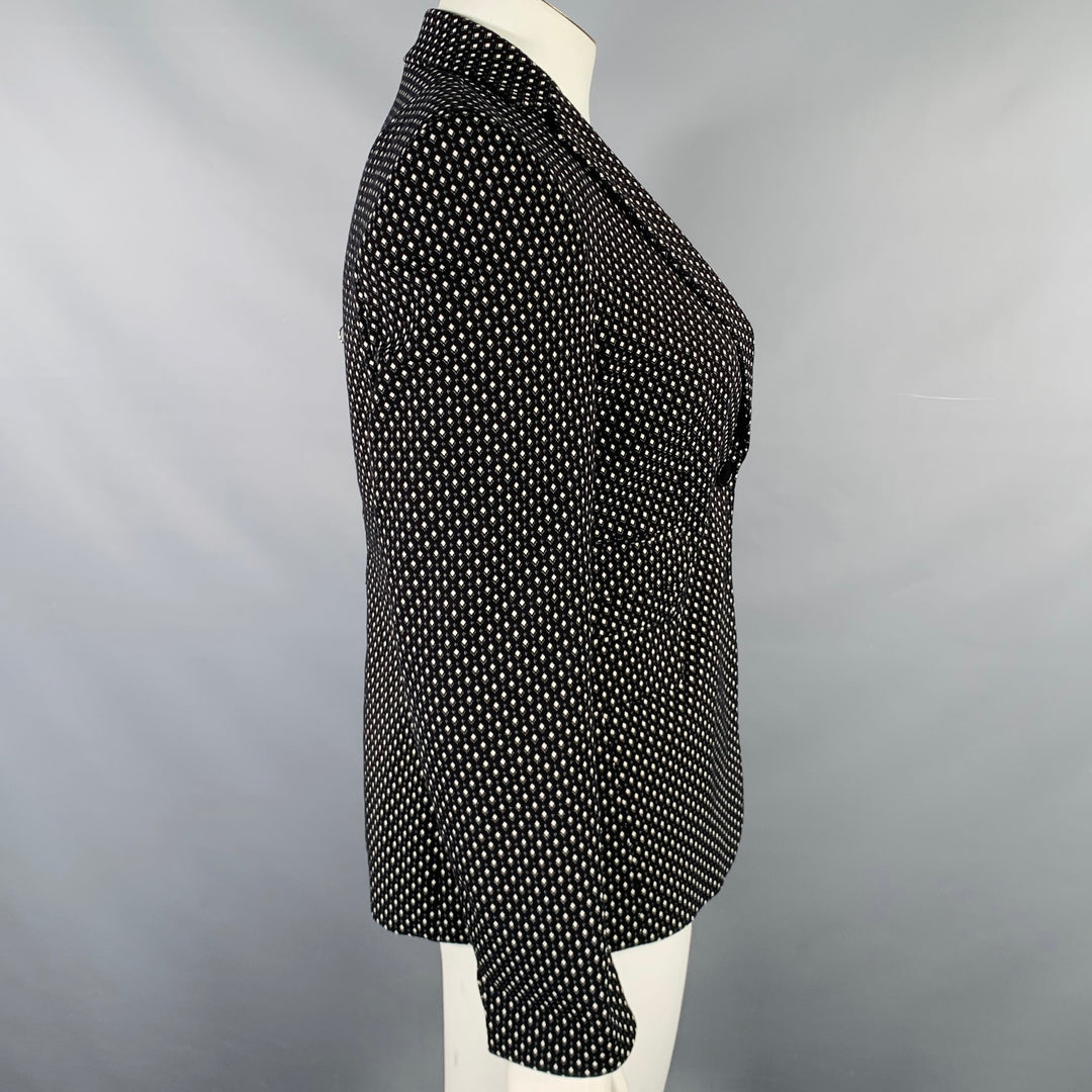 AKRIS Size 10 Black White Cotton Blend Geometric Blazer
