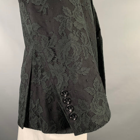 D&G by DOLCE & GABBANA Size 44 Black Lace Notch Lapel Sport Coat