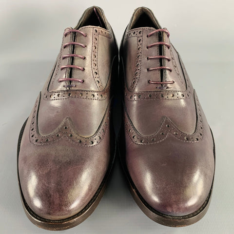 PAUL SMITH Size 9 Purple Perforated Leather Wingtip Lace-Up Shoes