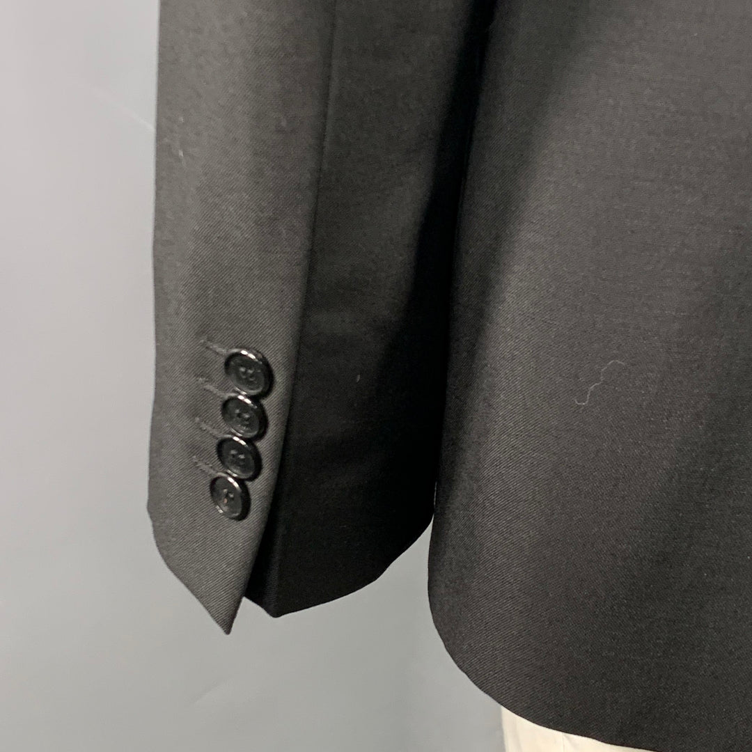 GIVENCHY Size 44 Black Wool Mohair Star Stripe Notch Lapel Sport Coat