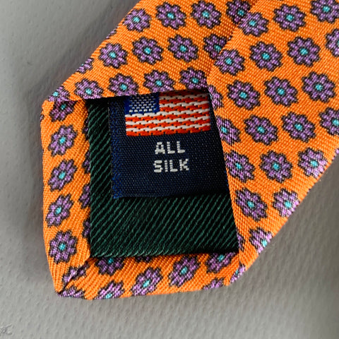 O'CONNELL'S Orange Blue Floral Silk Tie
