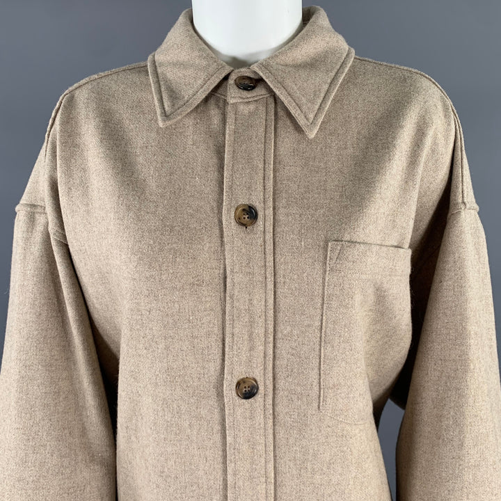 THE FRANKIE SHOP Size XS/S Brown Modacrylic Blend Faux Fur Notch Lapel Coat