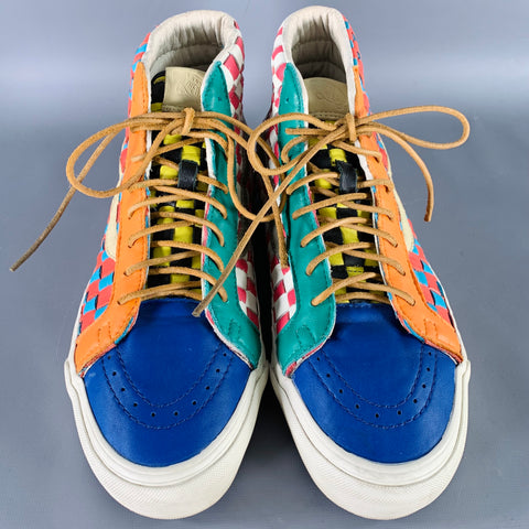 VANS Size 10 50th Anniversary Multi Color Checkered Leather High Top Sneakers
