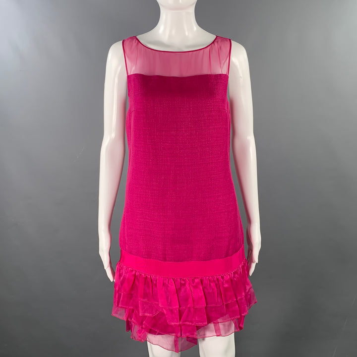 GIAMBATTISTA VALLI Size XXS Raspberry Linen Blend Woven Sleeveless Dress