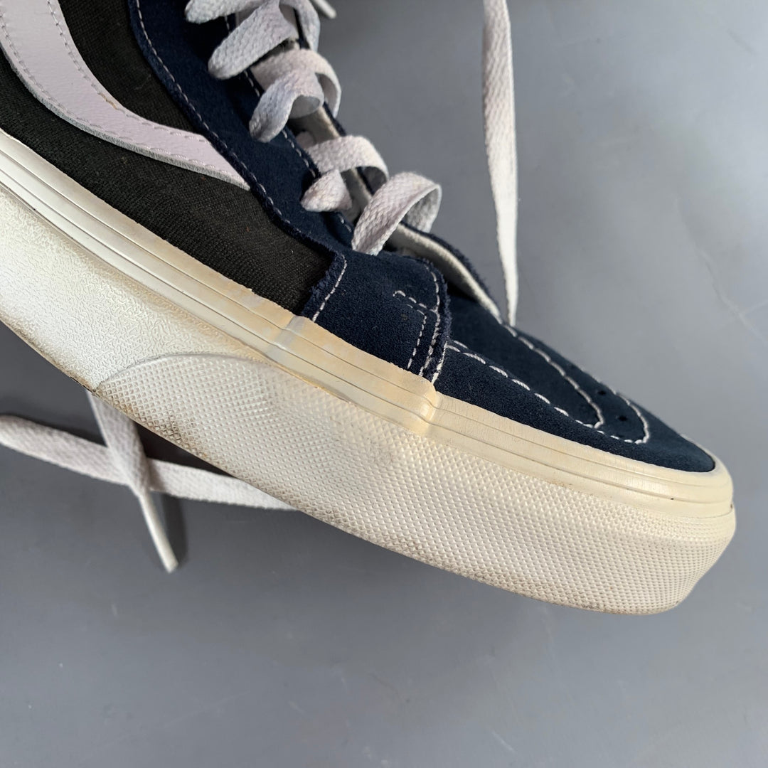 VANS Size 10 Sk8-Hi Green Navy Color Block Canvas High Top Sneakers