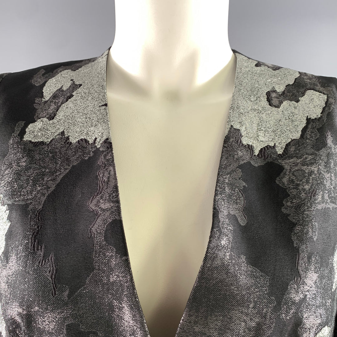 ESCADA Size 4 Black Silver Silk Blend Two Button Jacket