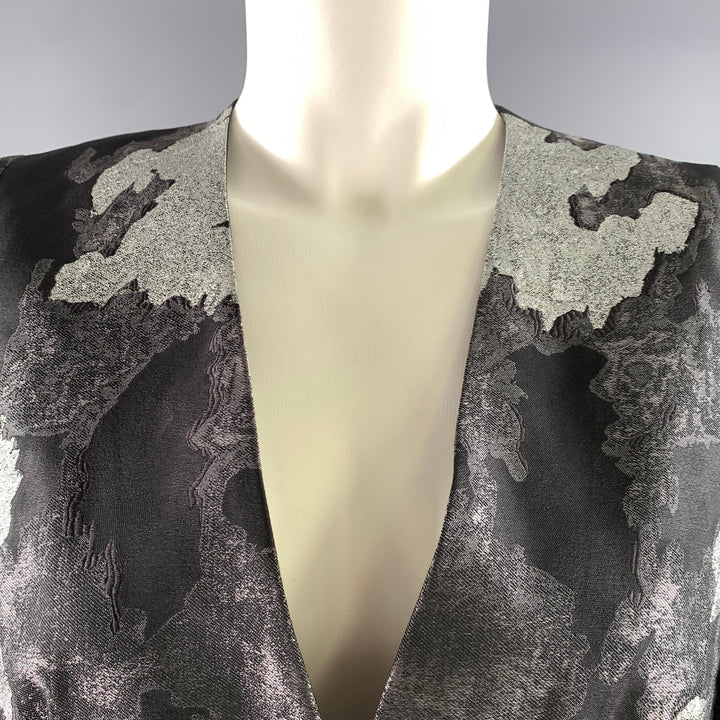 ESCADA Size 4 Black Silver Silk Blend Two Button Jacket