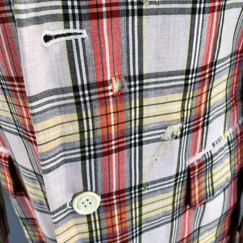 COMME des GARCONS SS2014Chest Size M White Red & Yellow Plaid Notch Lapel Sport Coat