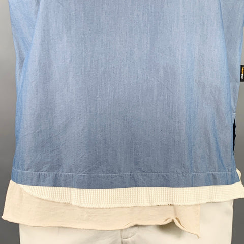 T-shirt ALEXANDER LEE CHANG taille L en mélange de coton bleu crème avec couches de tissus mixtes