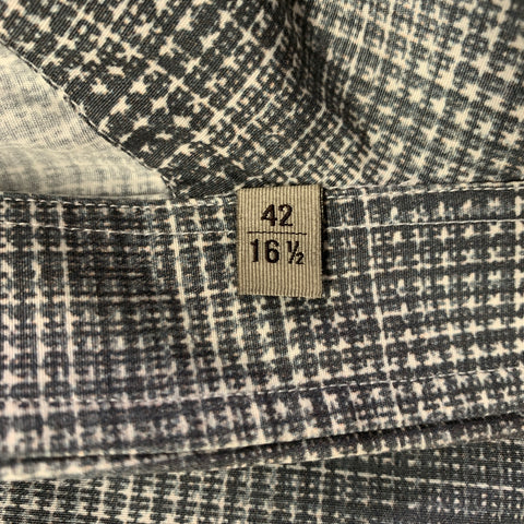 BOTTEGA VENETA Size L Grey White Plaid Cotton Button Up Long Sleeve Shirt