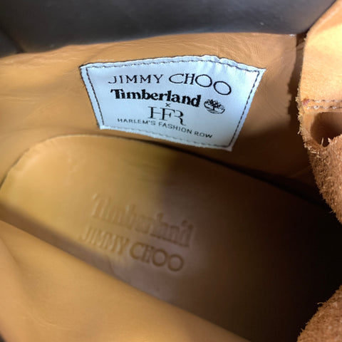 JIMMY CHOO Size 10 Tan Gold Metallic Leather Lace Up Boots