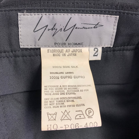 YOHJI YAMAMOTO Size M Black Textured Silk Wide Leg Dress Pants