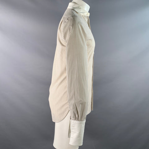 RRL by RALPH LAUREN Size S Cream Black Stripe Cotton Long Sleeve Shirt