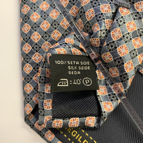 ERMENEGILDO ZEGNA One Size Grey Orange Silk Tie